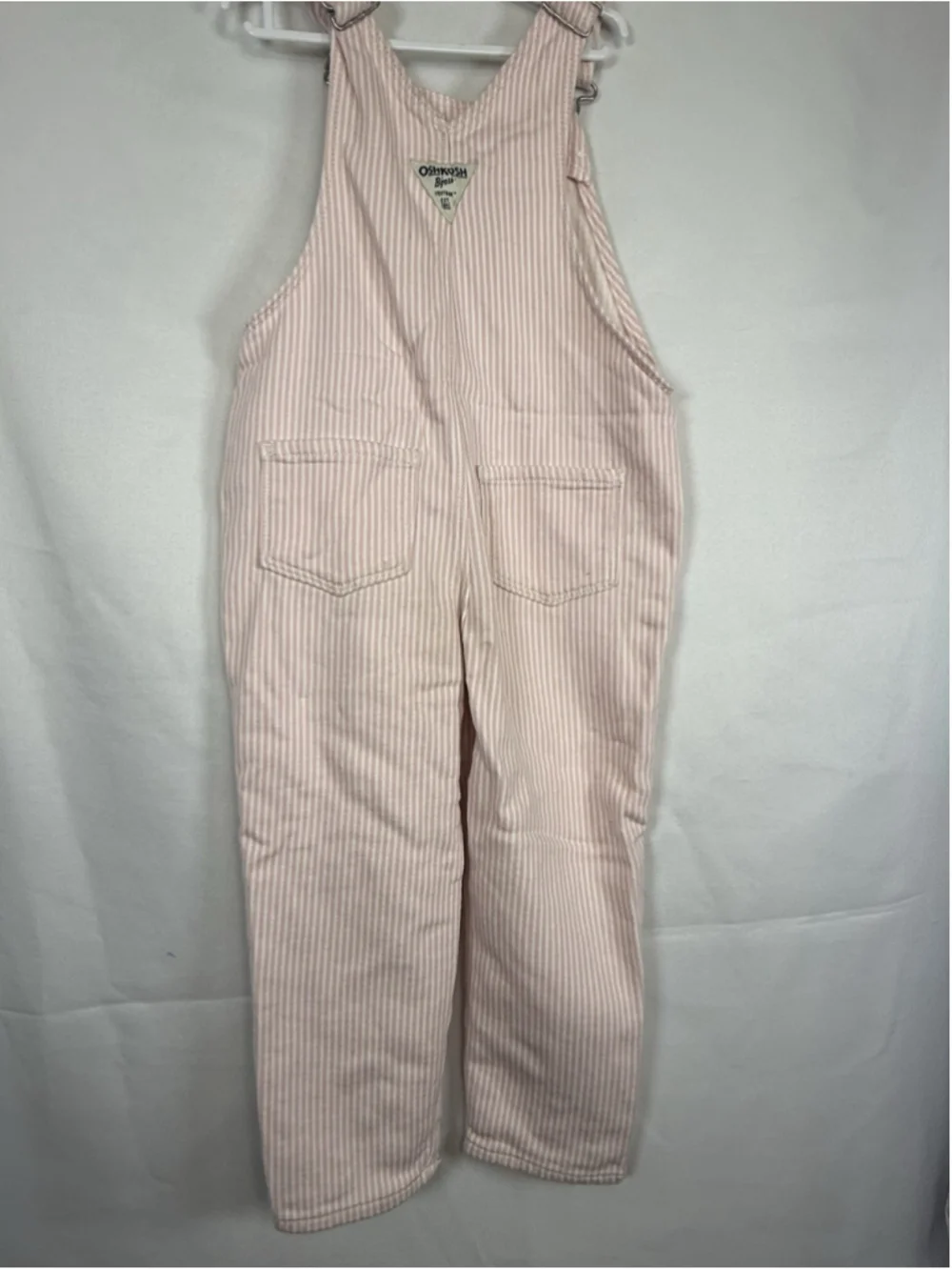 Oshkosh B’Gosh Pink Overalls 4T Toddler Pink & White Stripe EUC